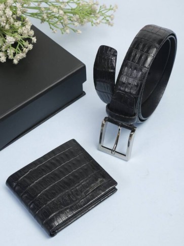 Leather Plus Men's Belt & Wallet CFTD-Coda (Black) 