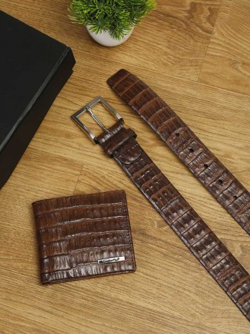 Leather Plus Men's Belt & Wallet CFTD-Coda (Brown) 