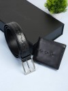 Leather Plus Men's Belt & Wallet CFTD-1505 (Black) 