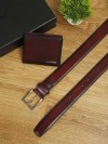 Leather Plus Men's Belt & Wallet CFTD-41 (Bordo) 