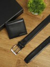 Leather Plus Men's Belt & Wallet CFTD-43 (Black) 