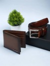 Leather Plus Men's Belt & Wallet CFTD-41 (Tan) 